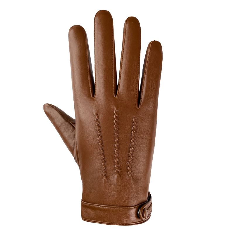 Leather Driving Glove - Herren-Handschuhe aus echtem Lammleder mit Fleecefutter,