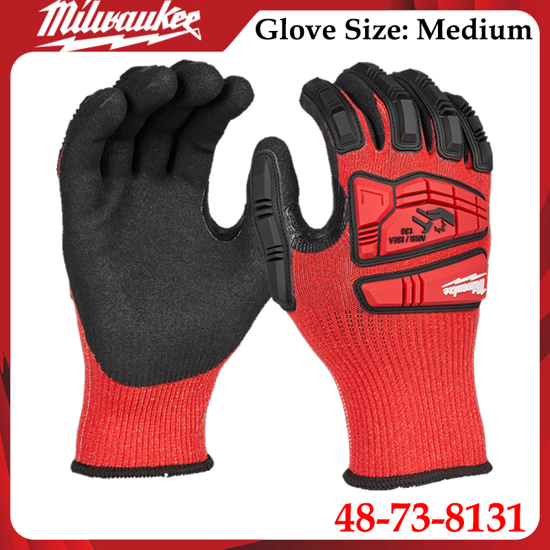 Motorcycle Glove Knuckle - Milwaukee 48-73-8131 Mittelgroße Schutzhandschuhe mit Nitrilbeschichtung